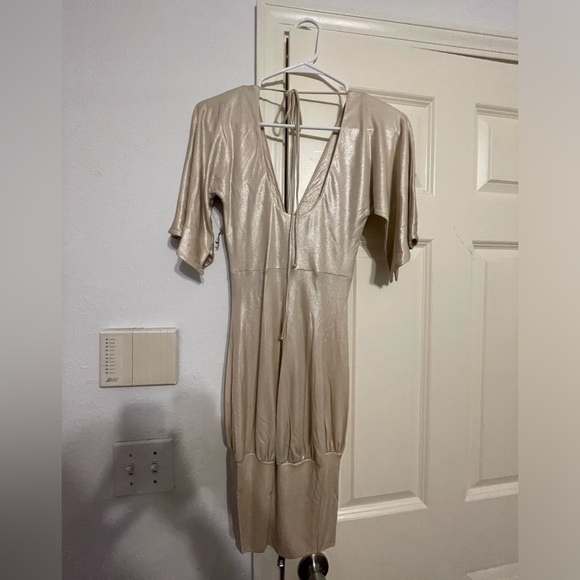 Y2K SKY brand new metallic gold mini dress size S... NEVER WORN - Picture 5 of 6